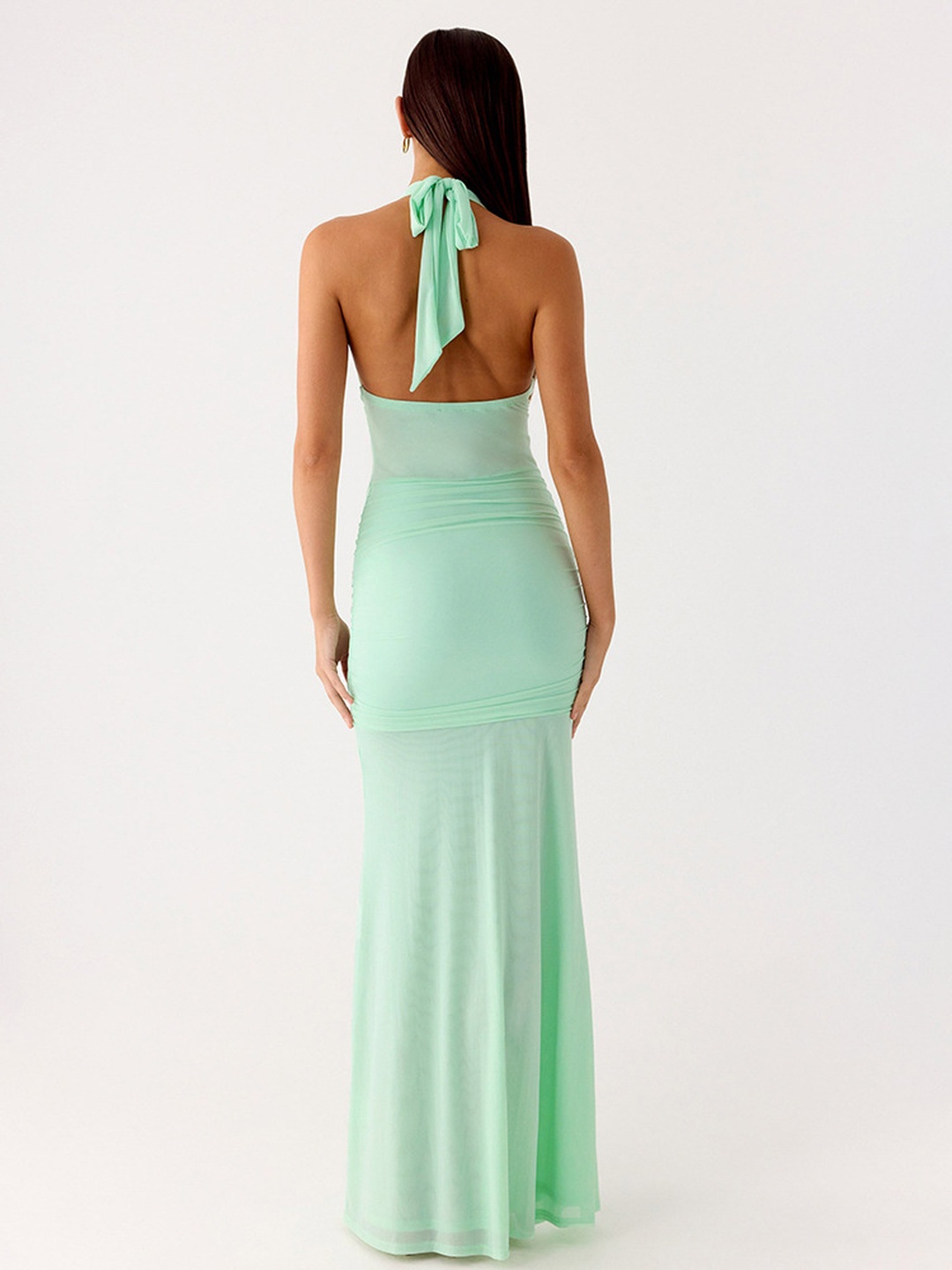 Mint Green Halter Mermaid Maxi Dress