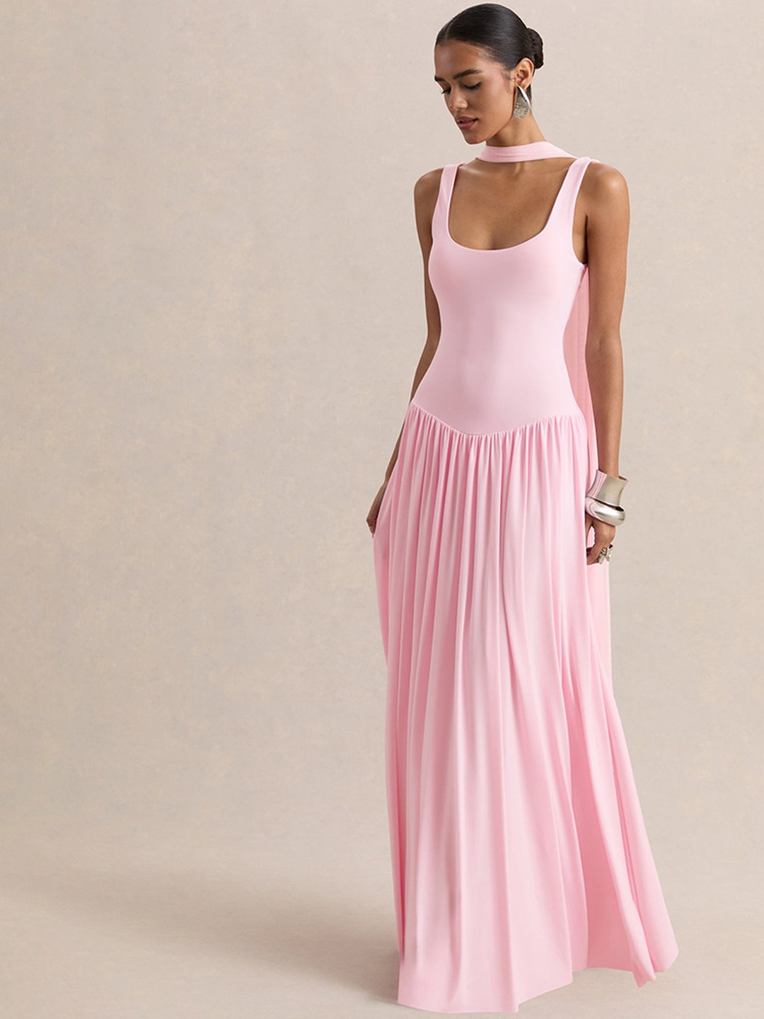 Pink Sleeveless Maxi Dress