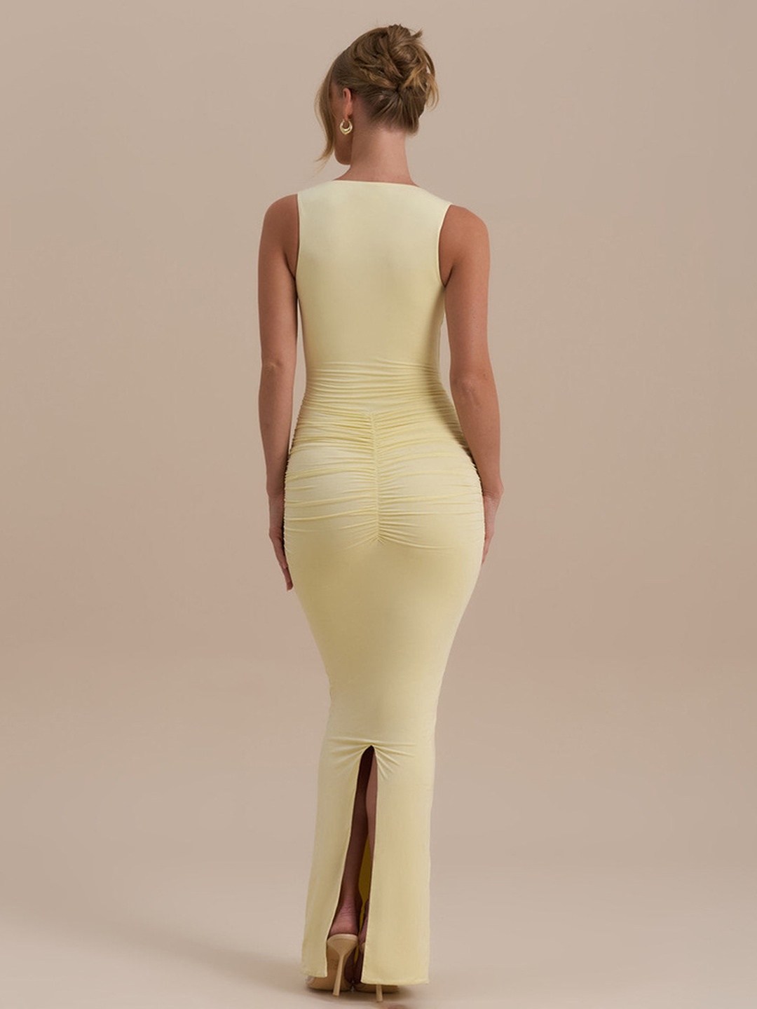 Yellow Sleeveless Bodycon Maxi Dress