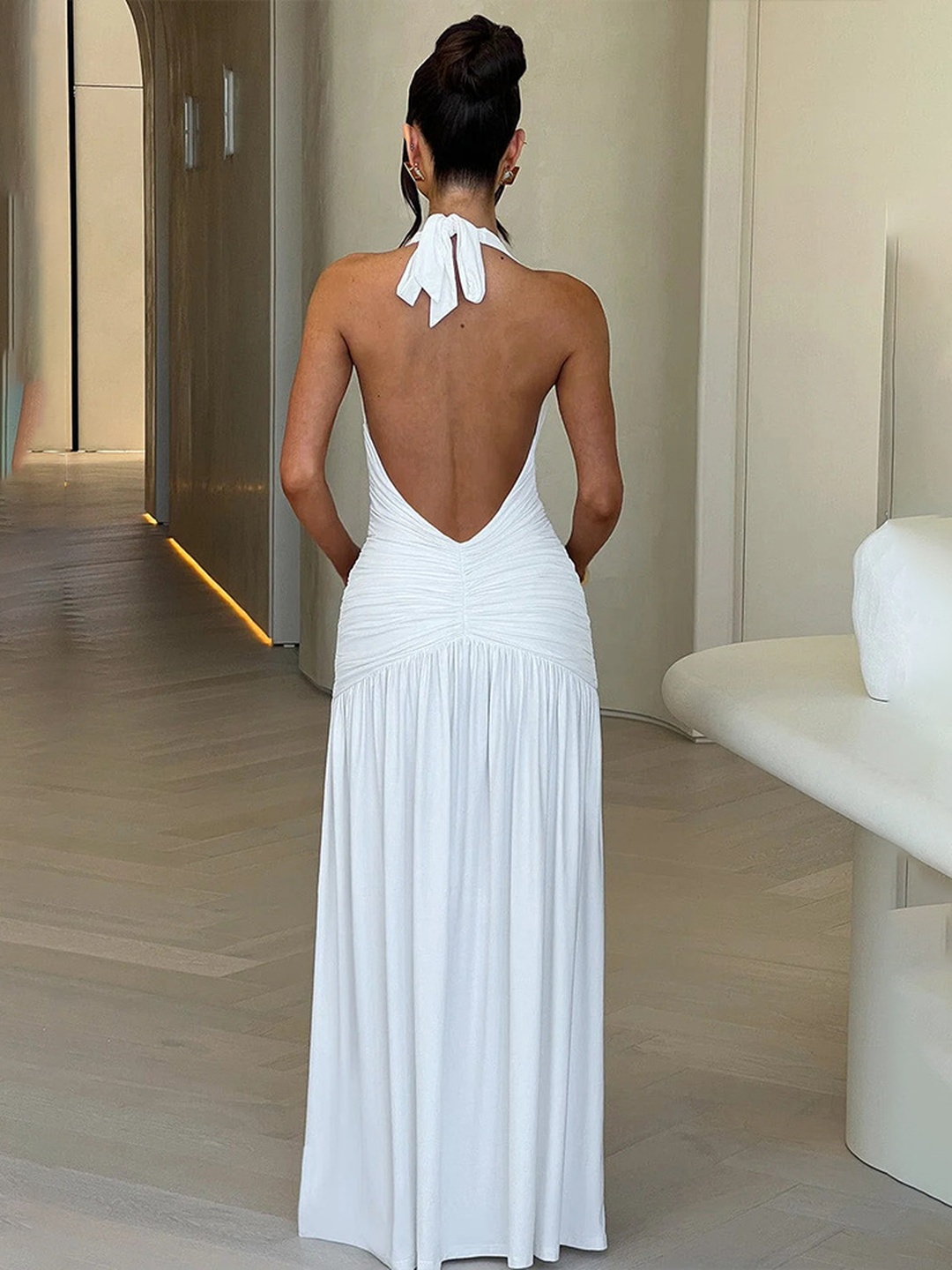 White Sleeveless Maxi Dress with High Slit