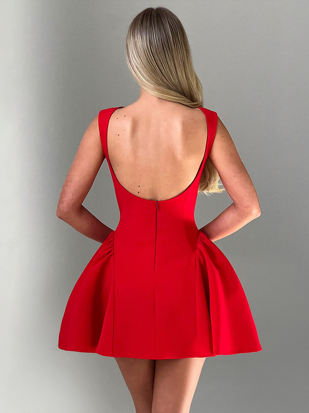 Red Sleeveless Skater Mini Dress
