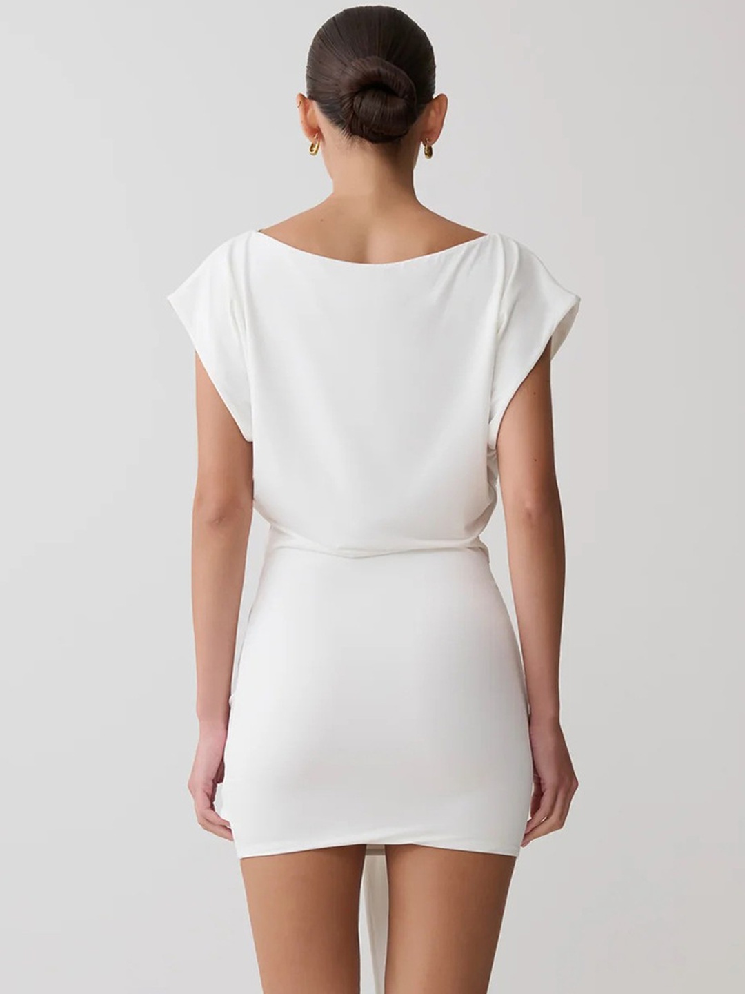 White Bodycon Mini Dress with Knot Detail
