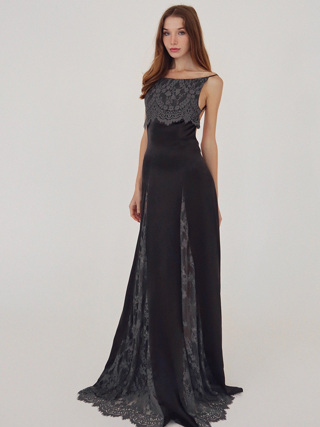 Black Lace Maxi Sheath Gown