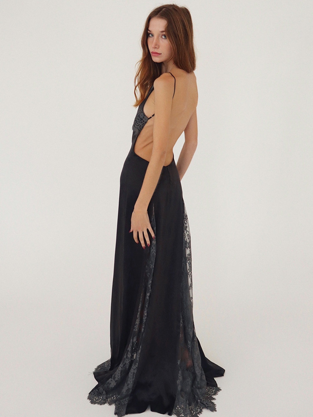 Black Lace Maxi Sheath Gown