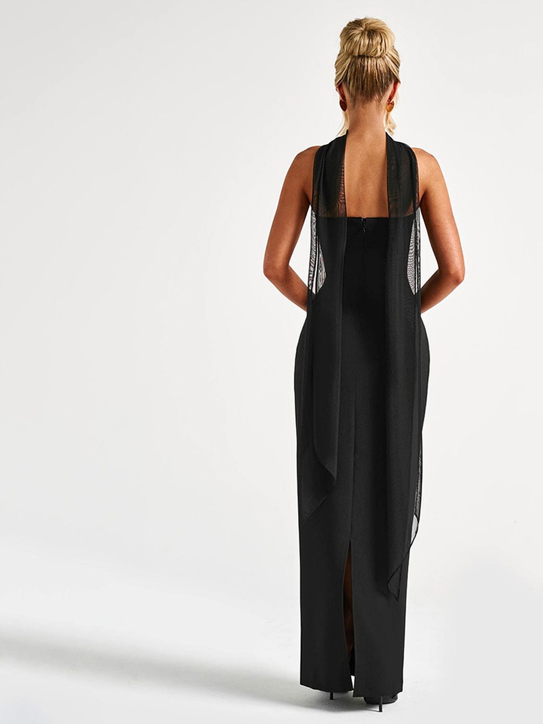 Black Strapless Bodycon Maxi Evening Dress