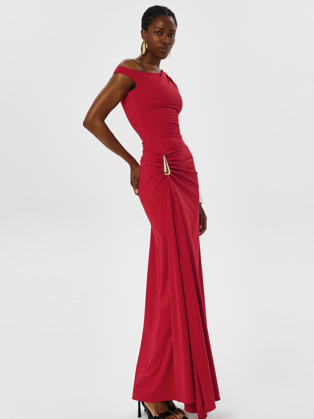 Red Sleeveless Sheath Maxi Dress with Slit