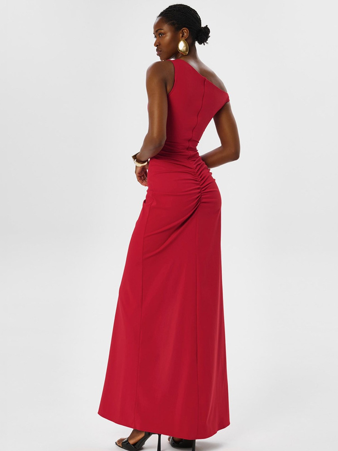 Red Sleeveless Sheath Maxi Dress with Slit