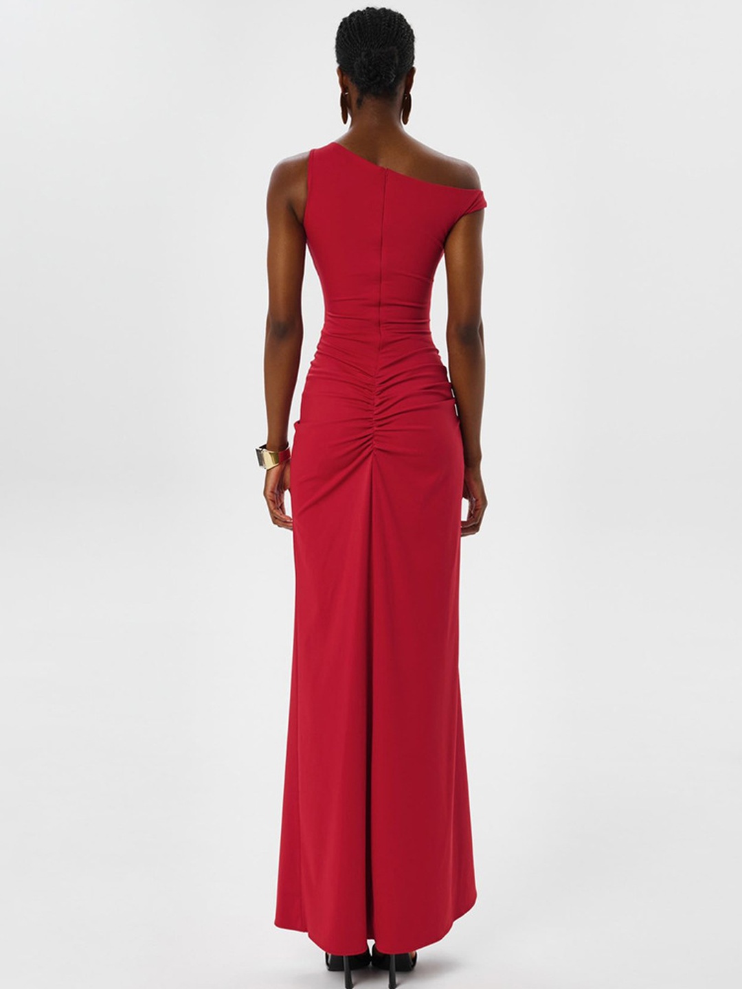Red Sleeveless Sheath Maxi Dress with Slit