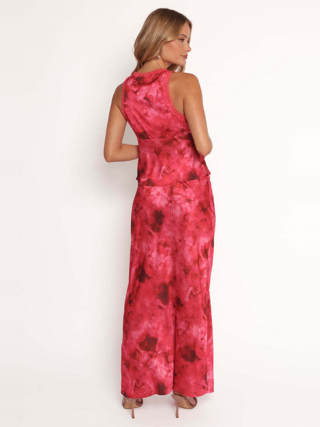 Pink Tie-Dye Sleeveless Slip Maxi Dress