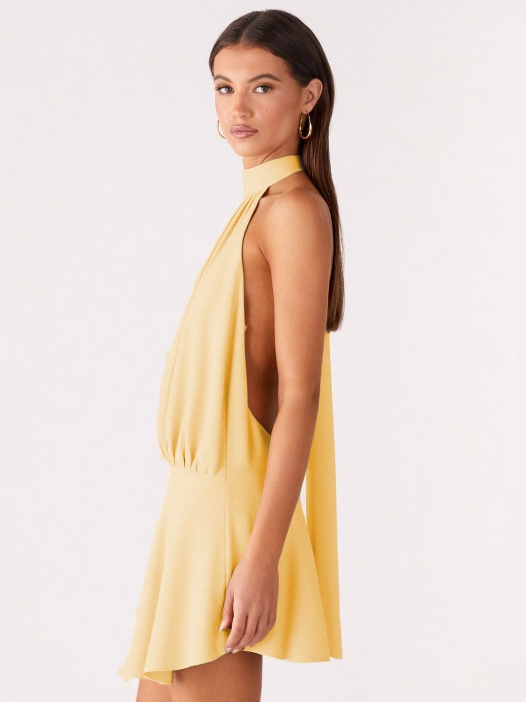 Yellow Halter Neck Mini Dress