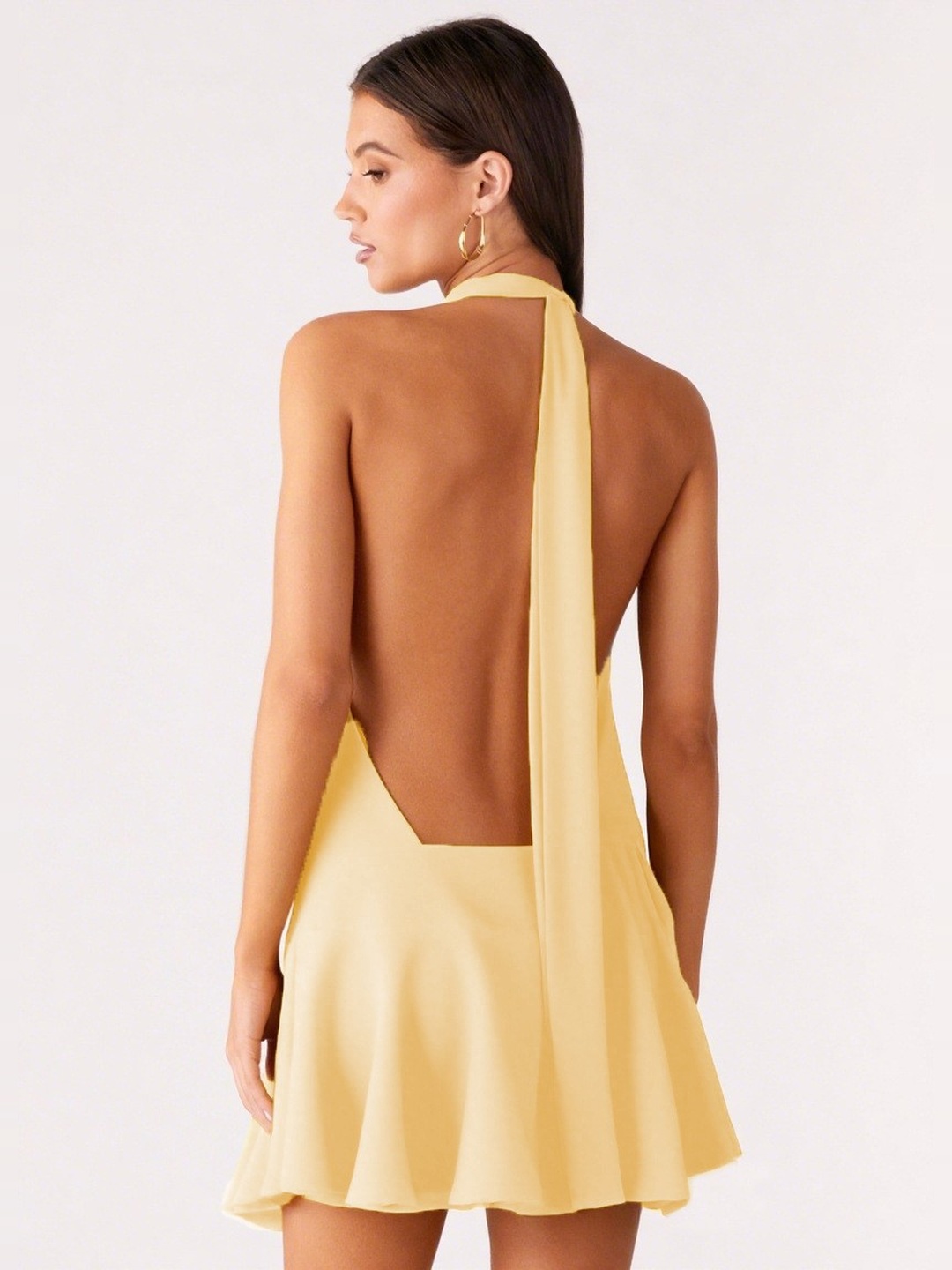 Yellow Halter Neck Mini Dress