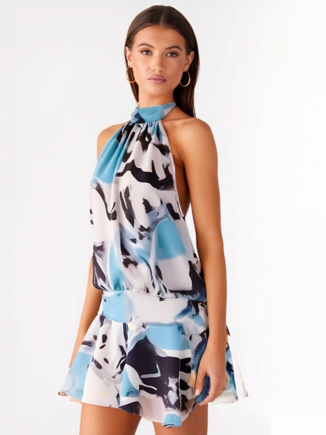 Abstract Multi Sleeveless Mini Shift Dress