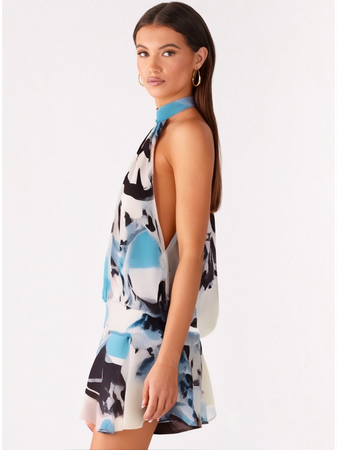 Abstract Multi Sleeveless Mini Shift Dress