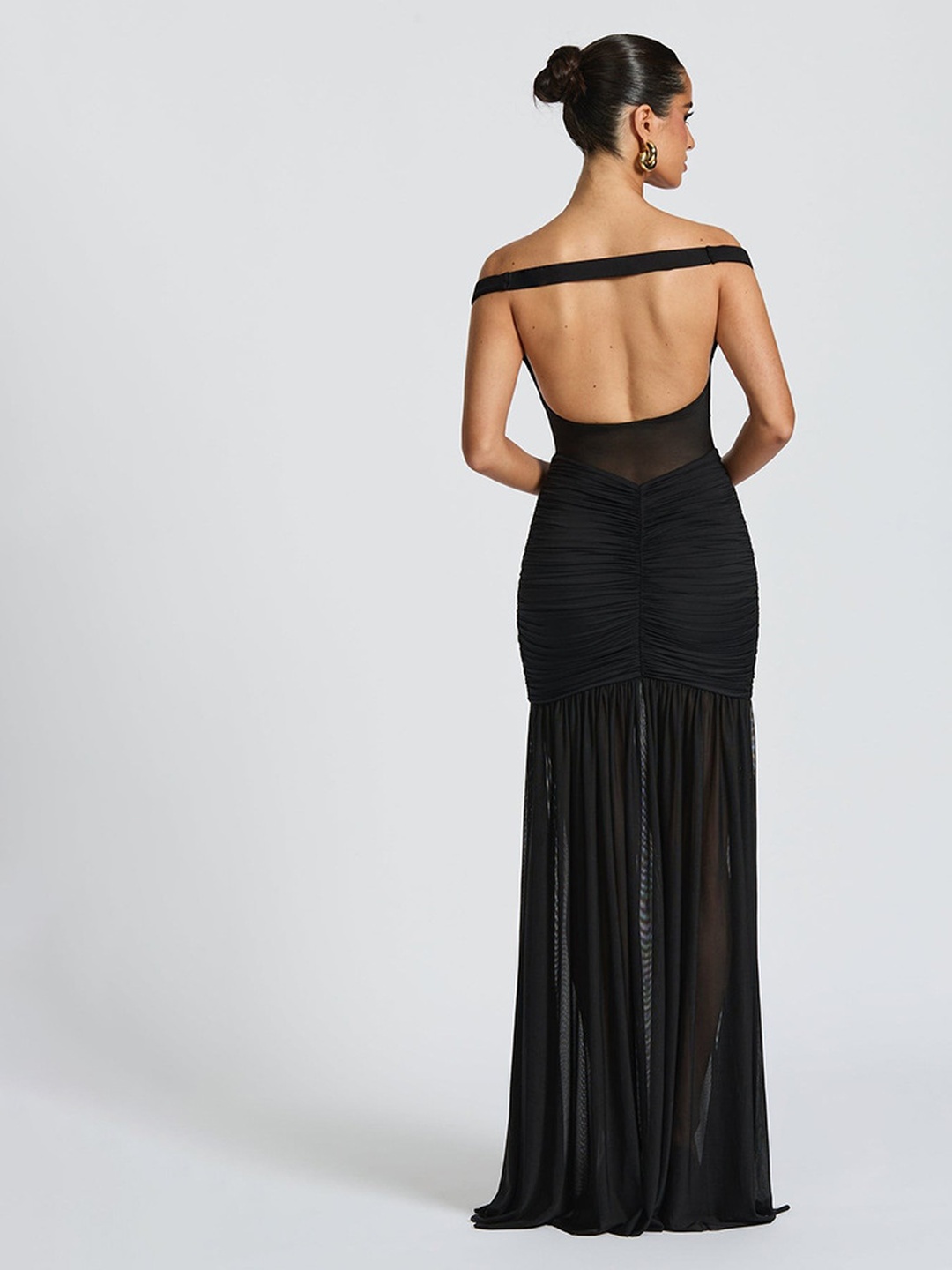 Black Sleeveless Bodycon Maxi Dress with Thigh Slit