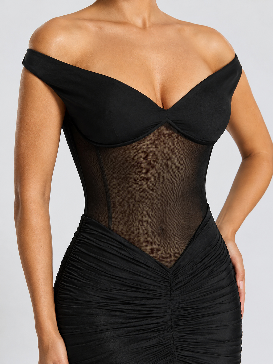 Black Sleeveless Bodycon Maxi Dress with Thigh Slit