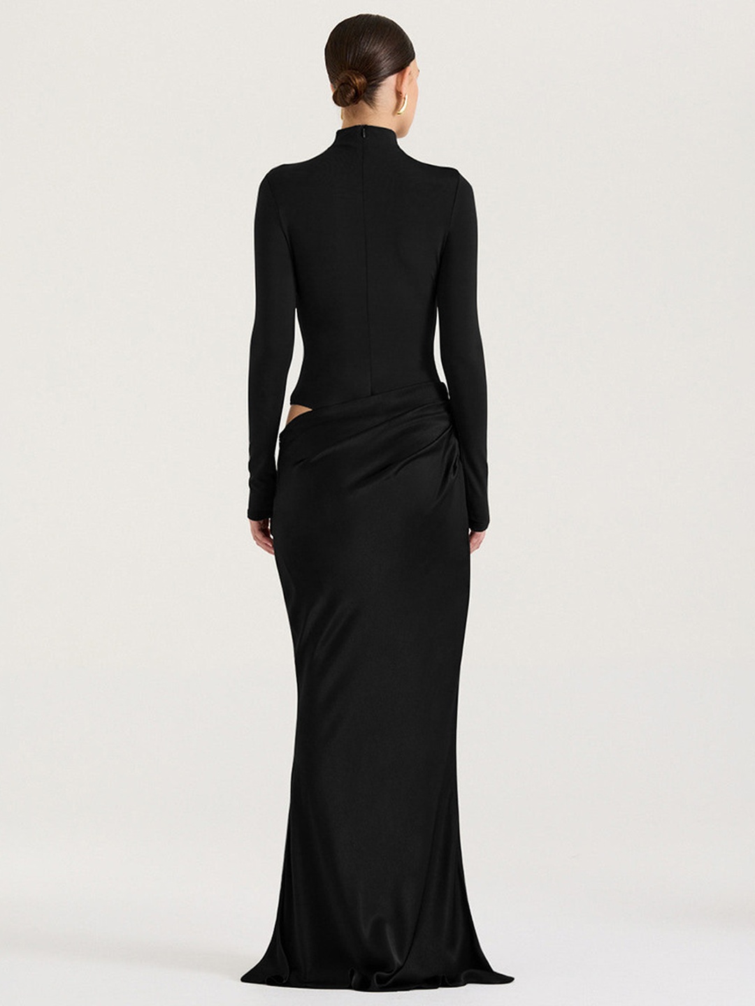 Black Mock Neck Bodycon Maxi Dress