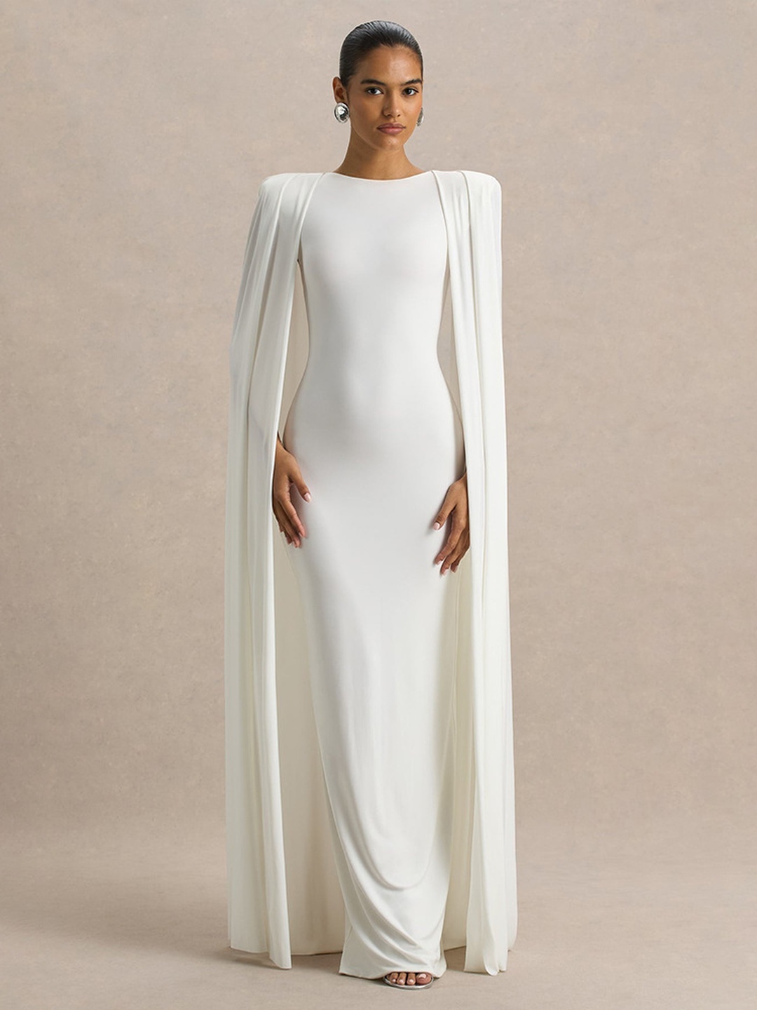 White Maxi Cape Dress