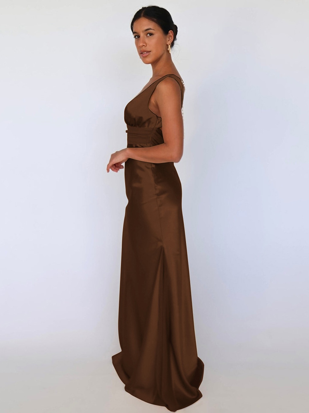 Brown Sleeveless Maxi Dress