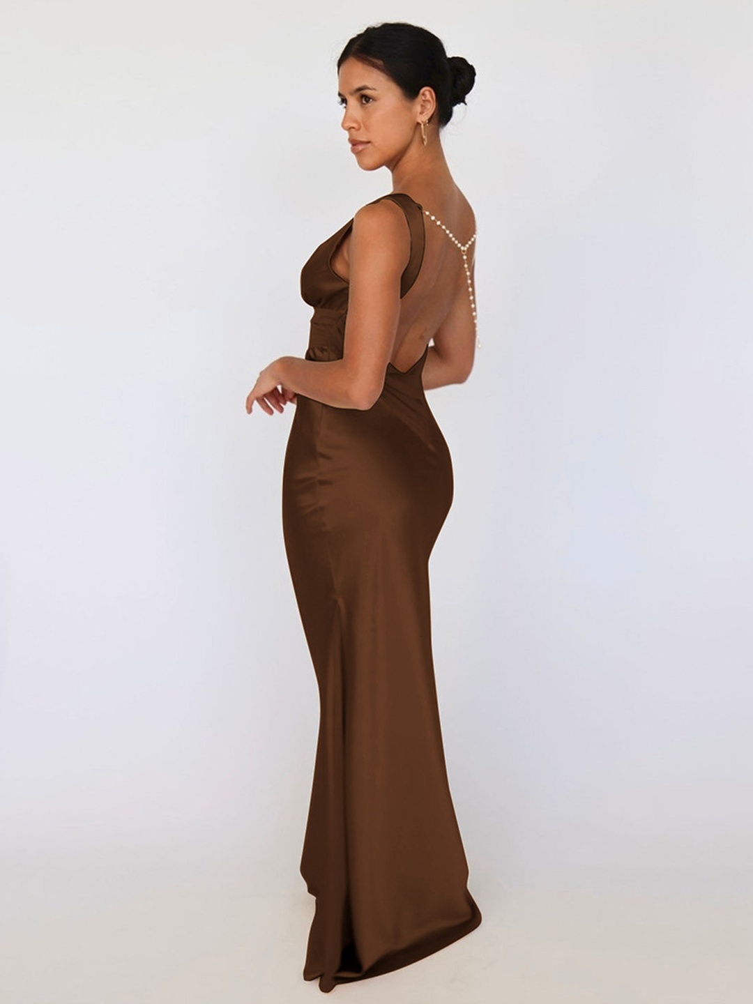 Brown Sleeveless Maxi Dress