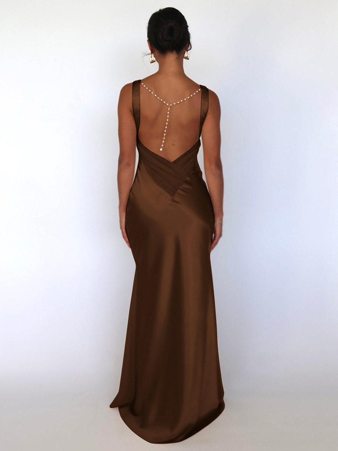 Brown Sleeveless Maxi Dress