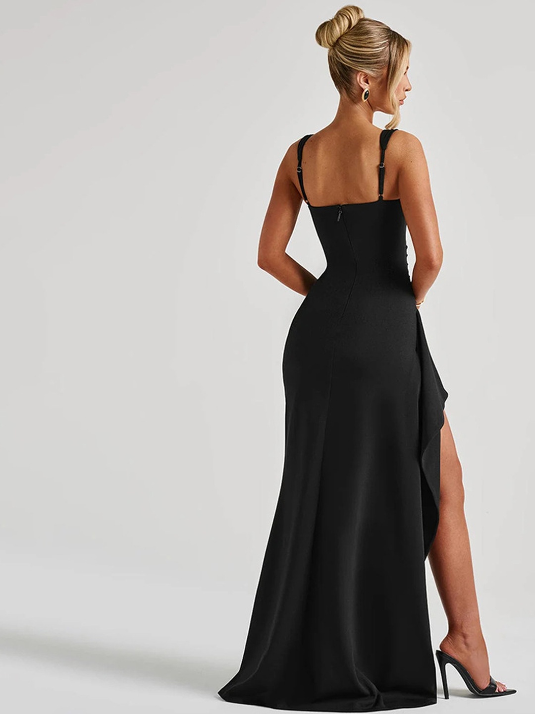 Black Bodycon Maxi Dress with High Slit