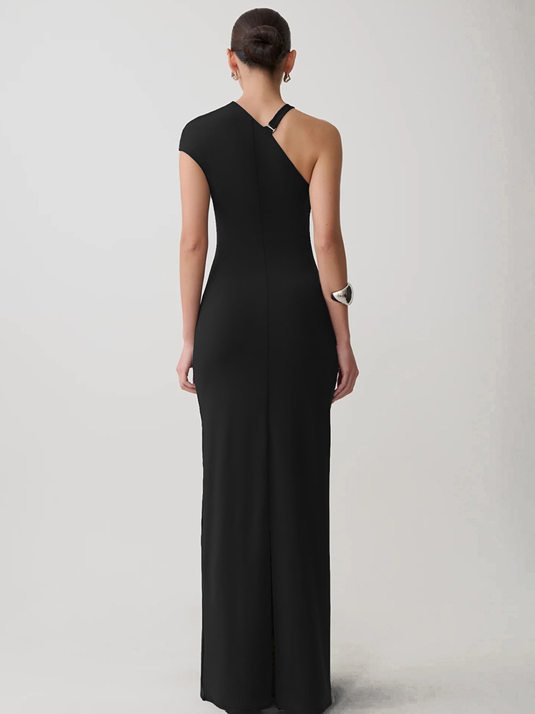 Black One-Shoulder Bodycon Maxi Dress