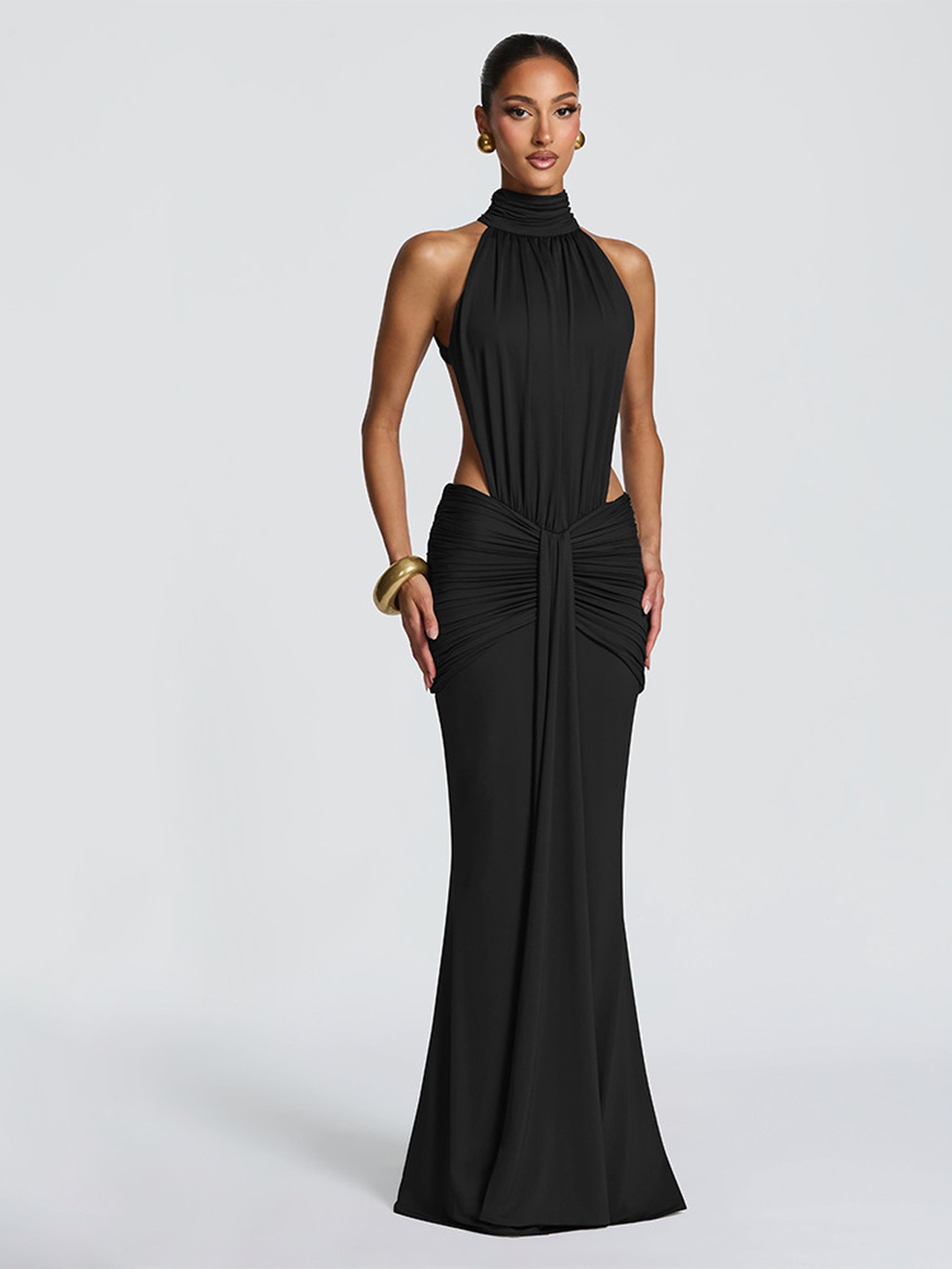 Black Sleeveless Mermaid Maxi Dress