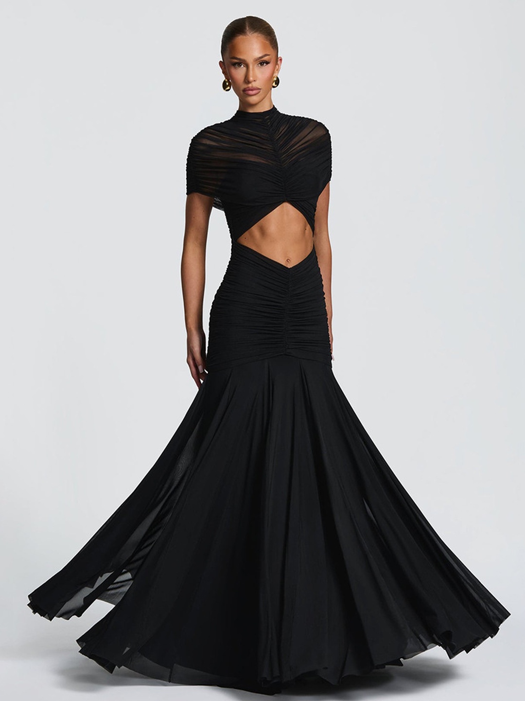 Black Mermaid Maxi Dress with Cutout Detail