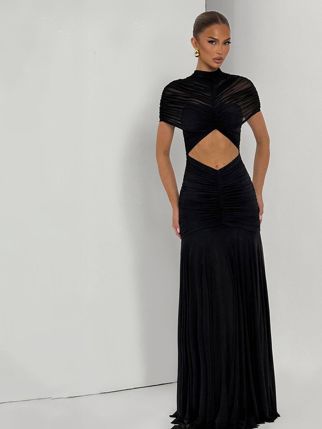 Black Mermaid Maxi Dress with Cutout Detail