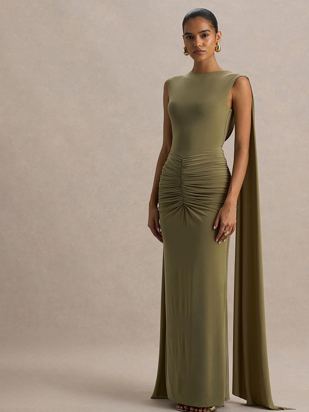 Olive Green Sleeveless Bodycon Maxi Dress