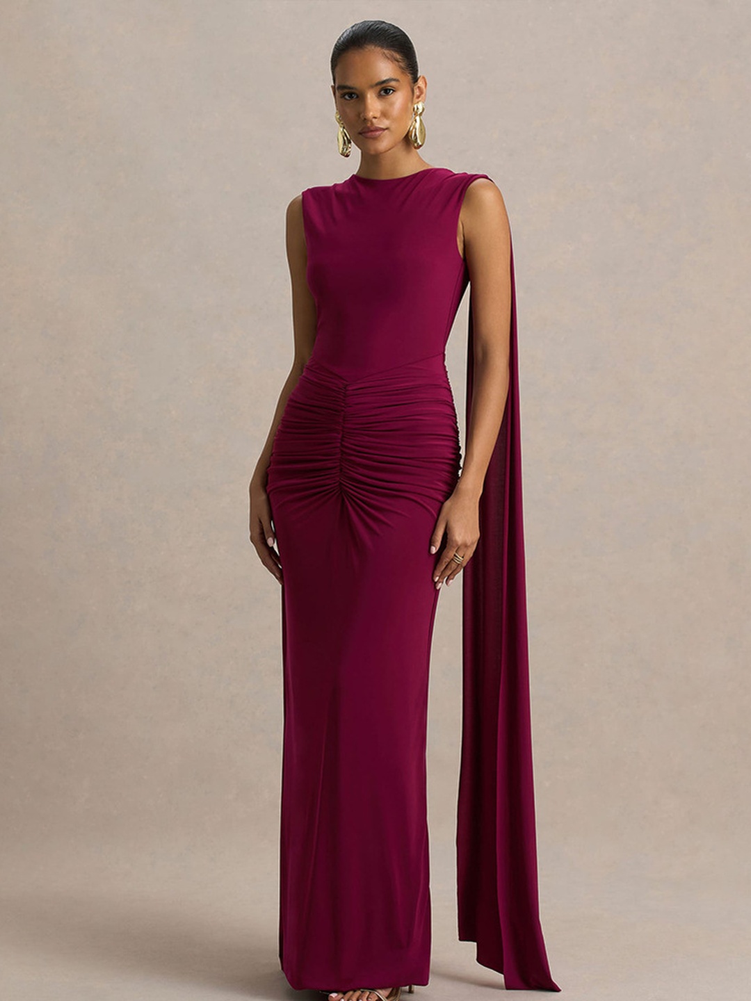 Ruby Red Cape Maxi Gown