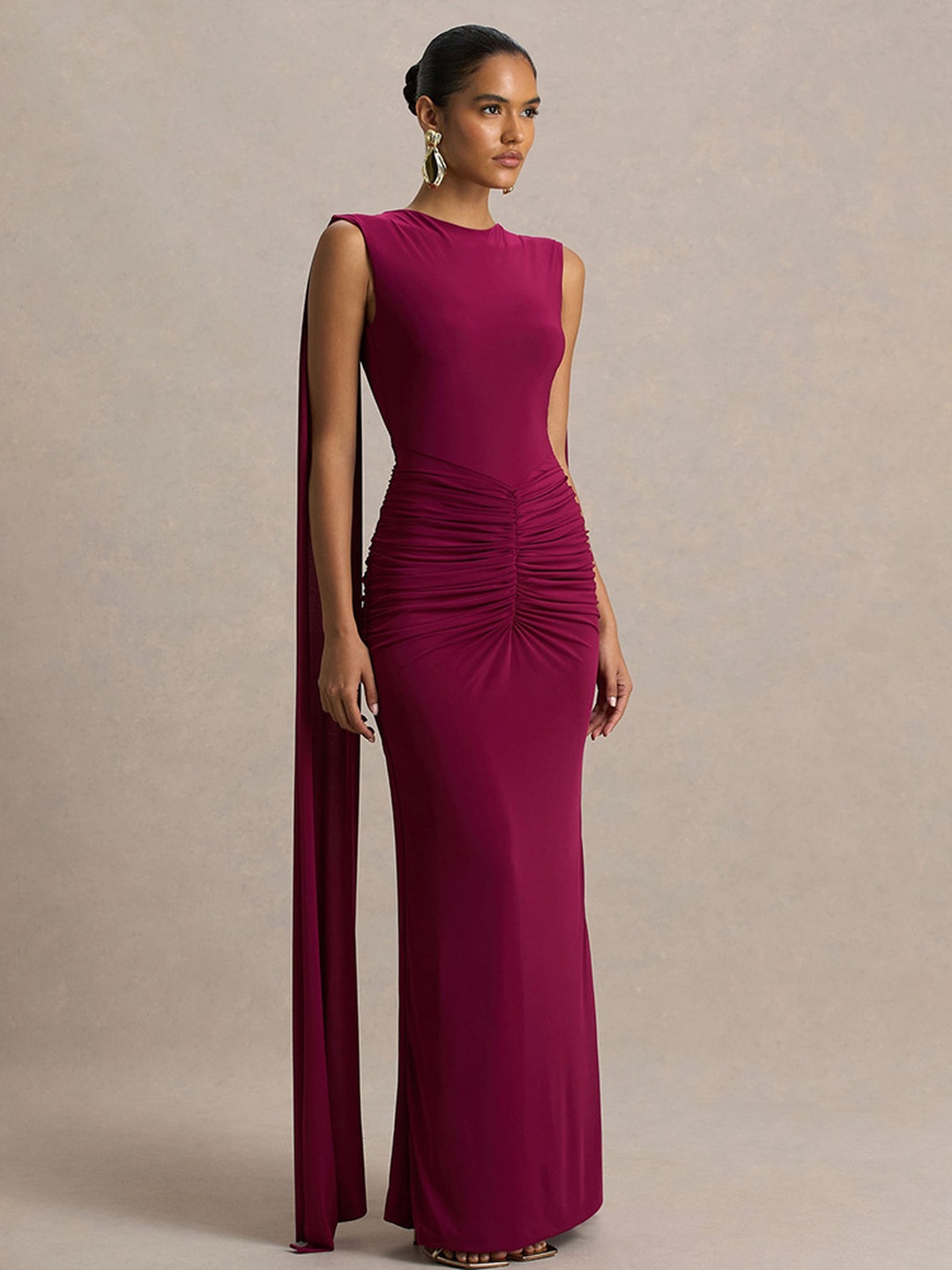 Ruby Red Cape Maxi Gown