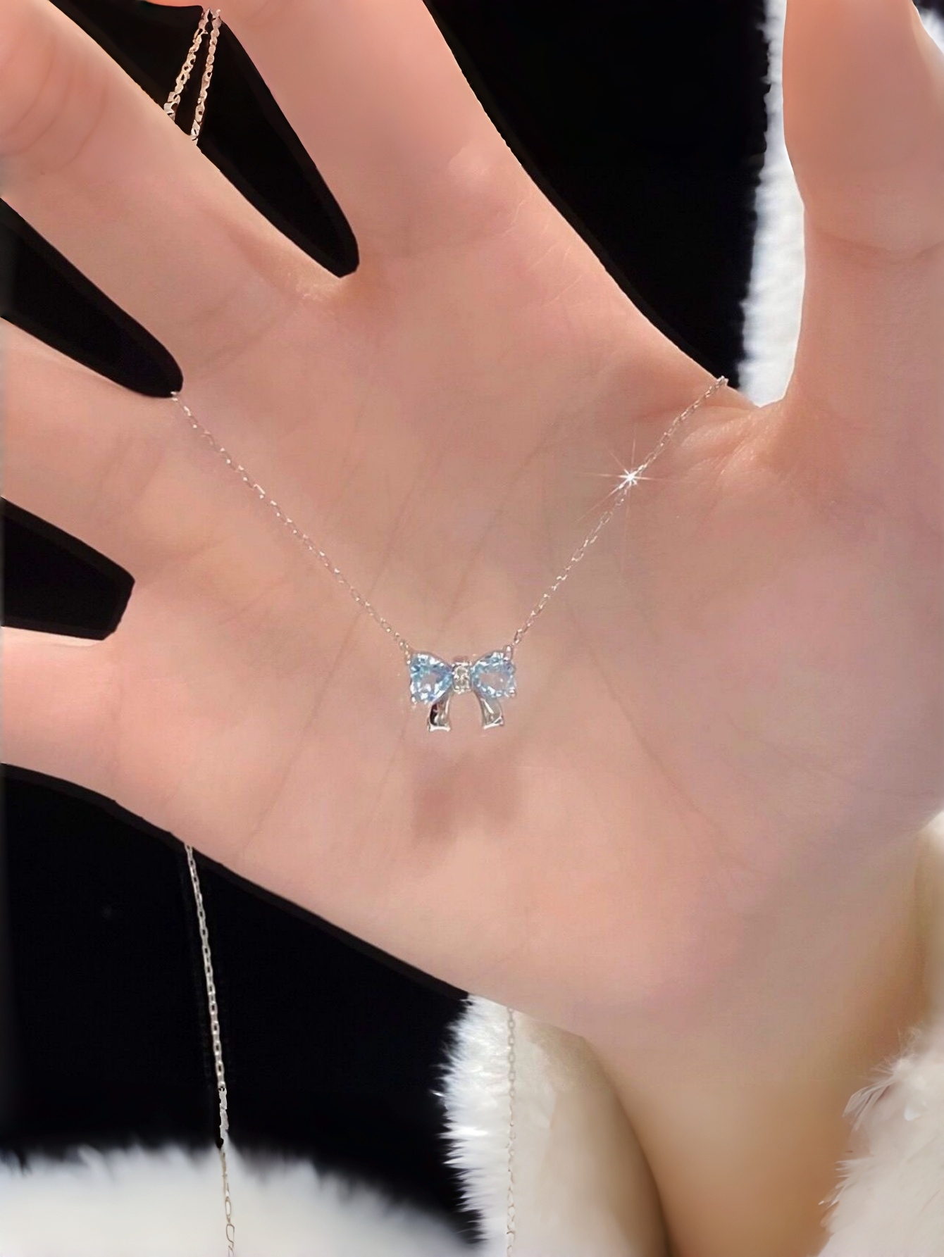 Silver Bow Pendant Necklace