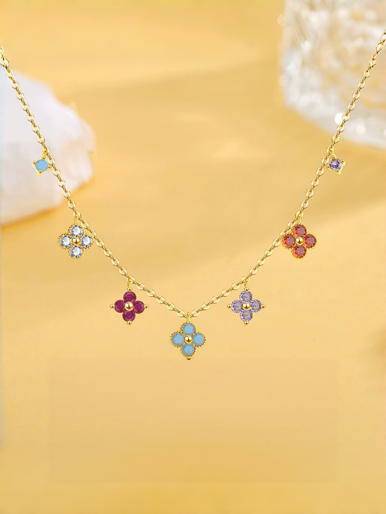 Gold Flower Chain Necklace