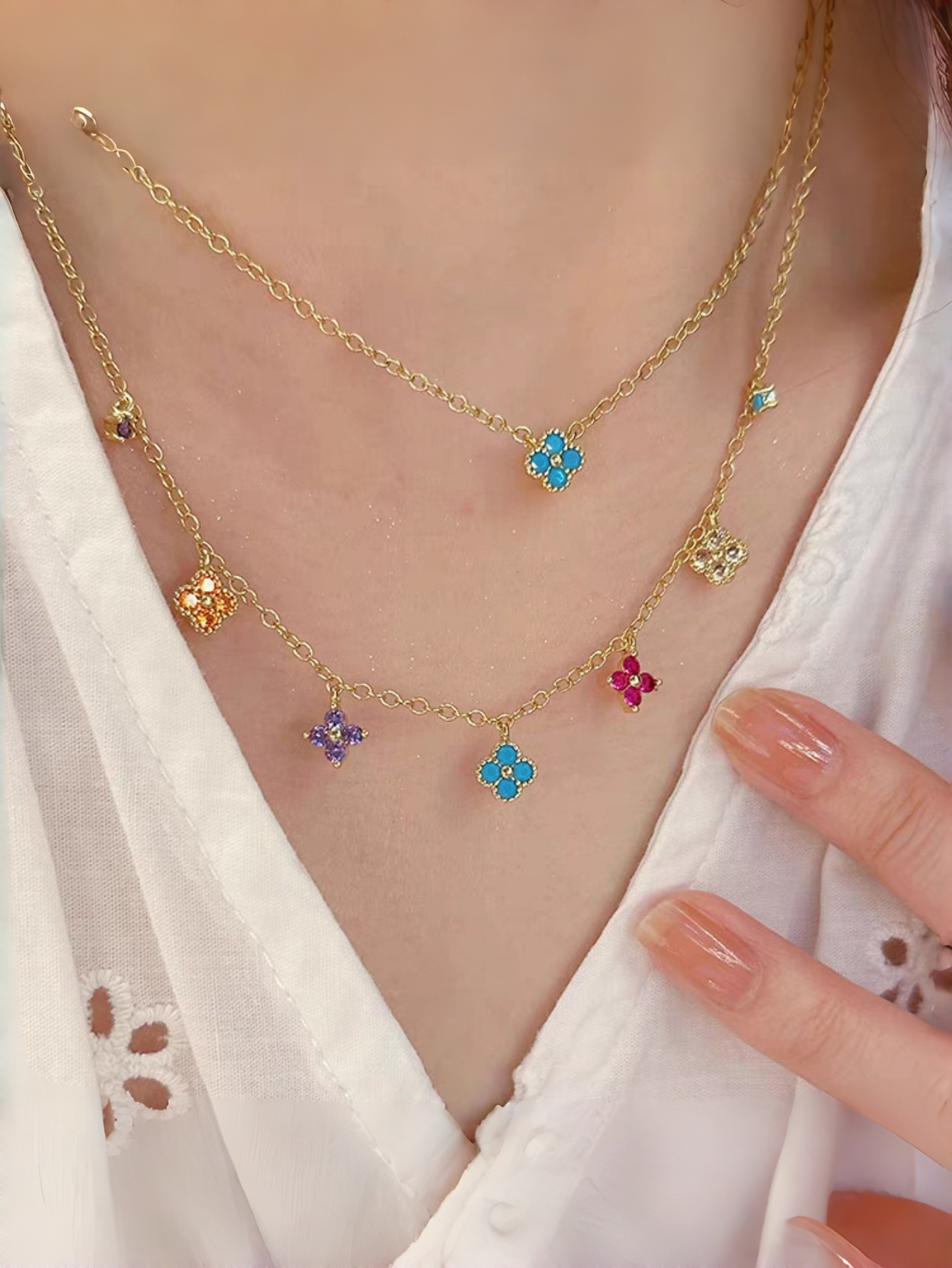 Gold Flower Chain Necklace