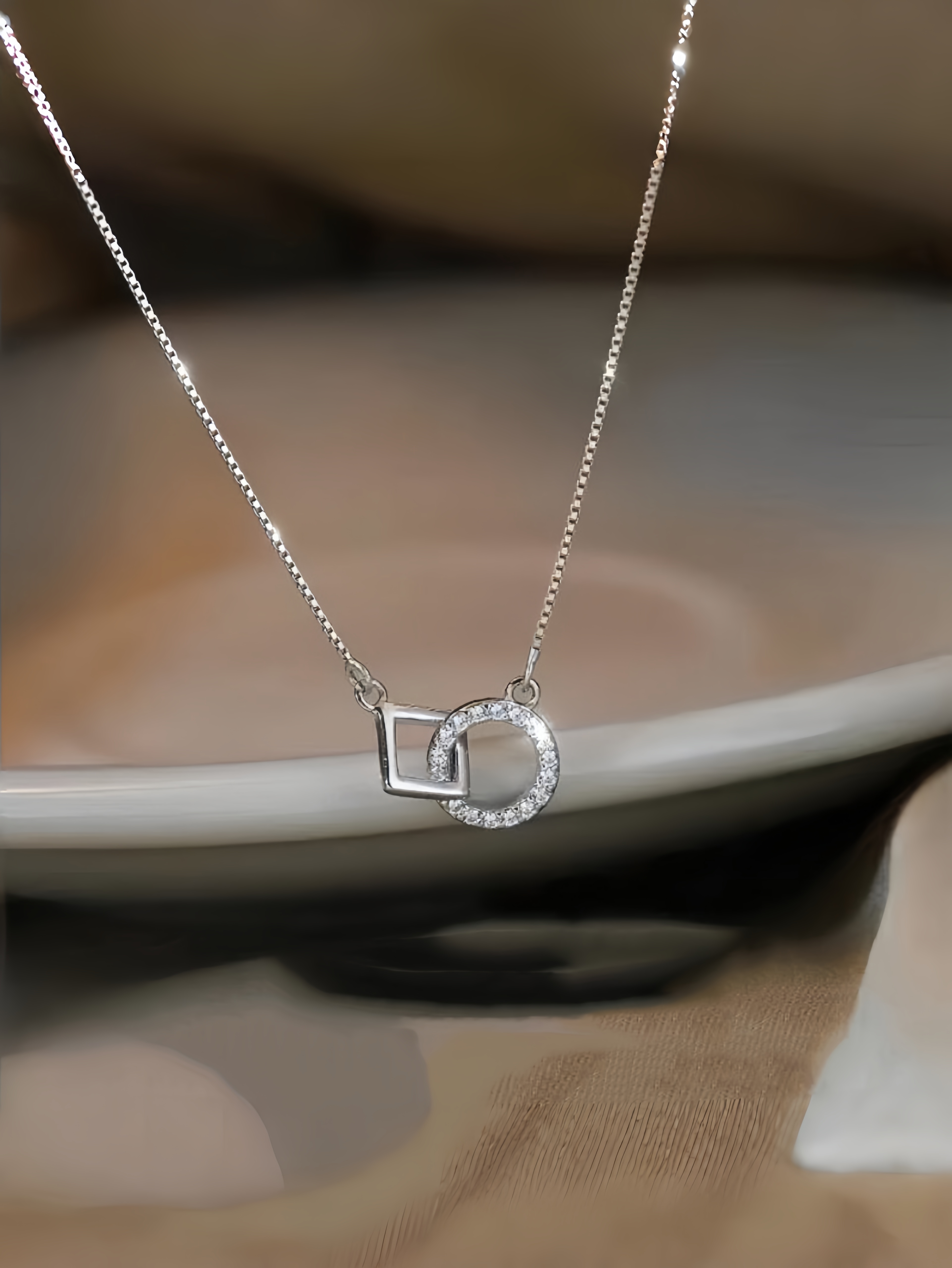 Silver Geometric Pendant Necklace