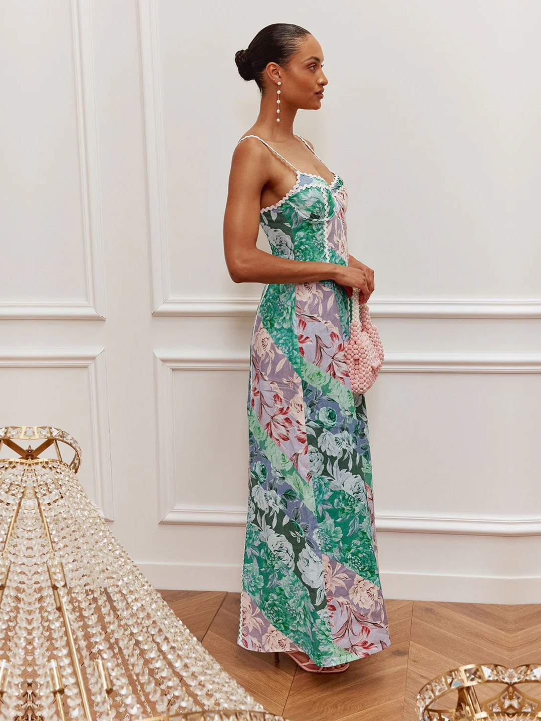 Floral Maxi Dress with Lace Trim