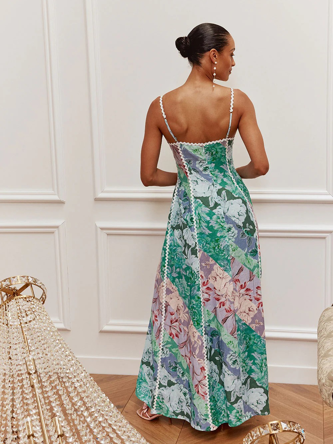 Floral Maxi Dress with Lace Trim