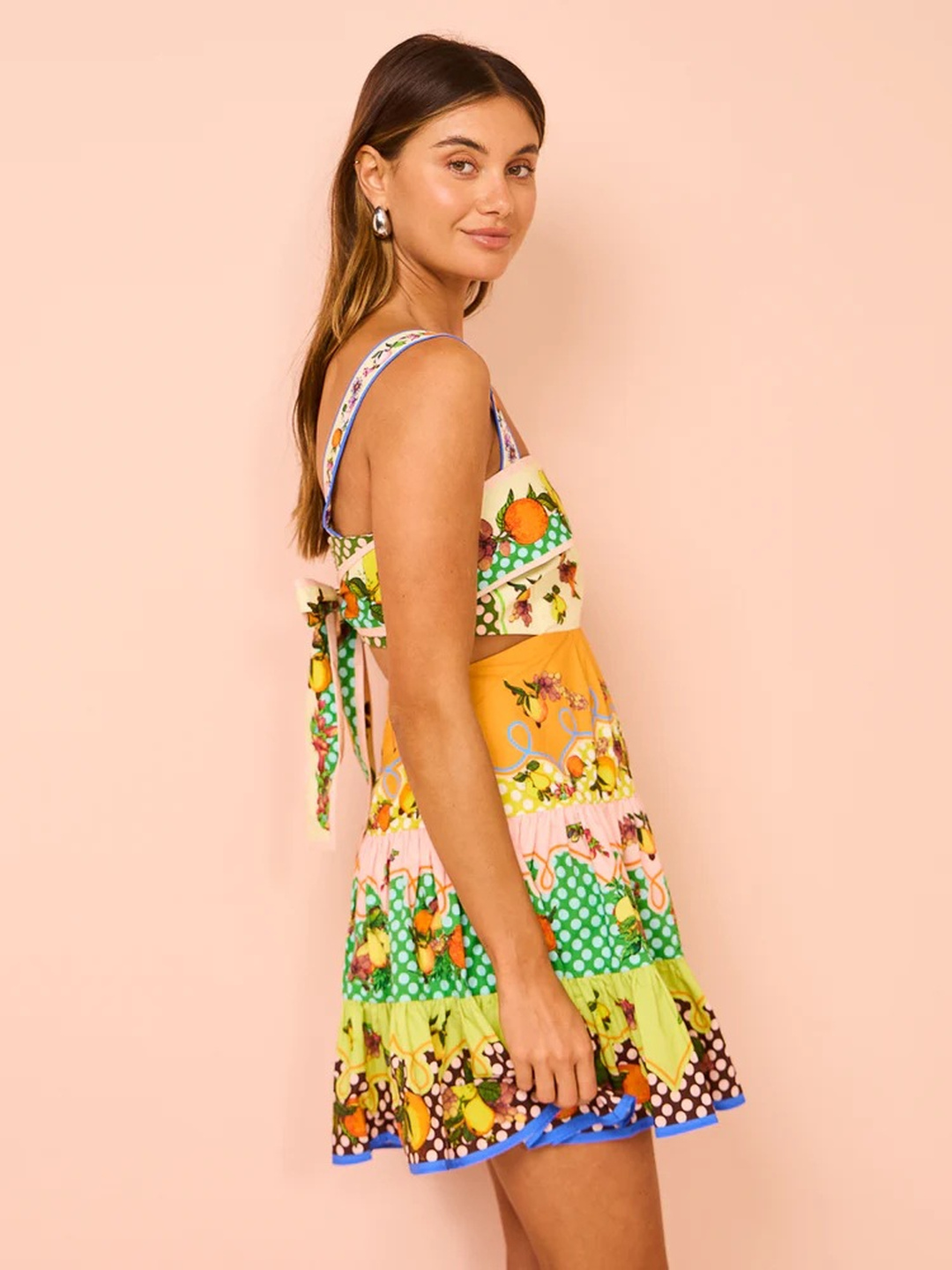 Tropical Print Strappy A-Line Mini Dress