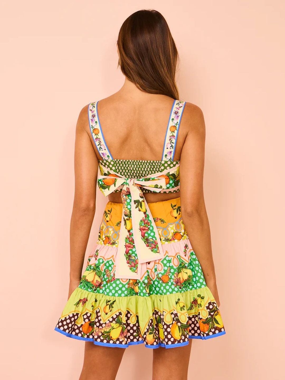 Tropical Print Strappy A-Line Mini Dress