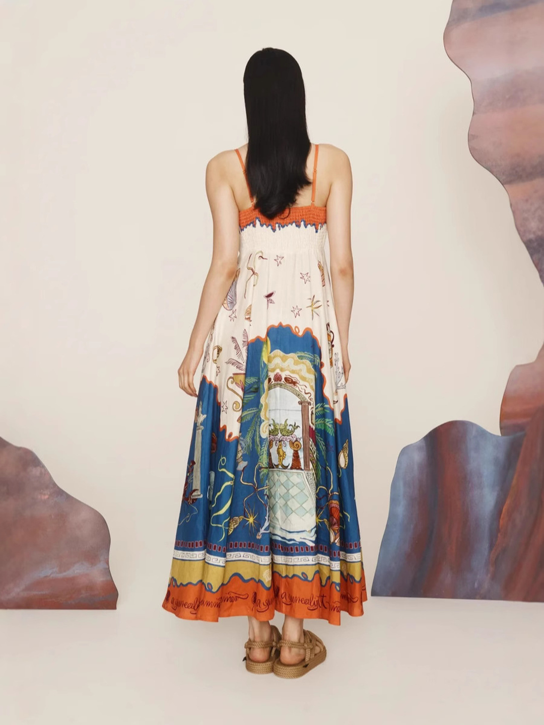 Multi Tropical Print Strappy Maxi Slip Dress