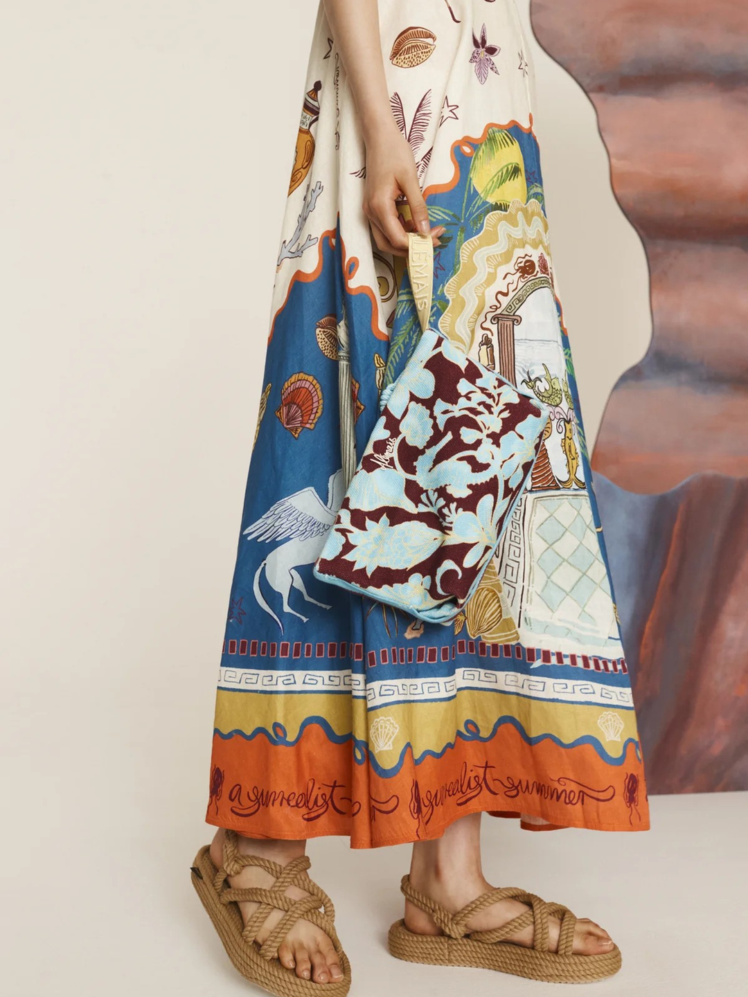 Multi Tropical Print Strappy Maxi Slip Dress