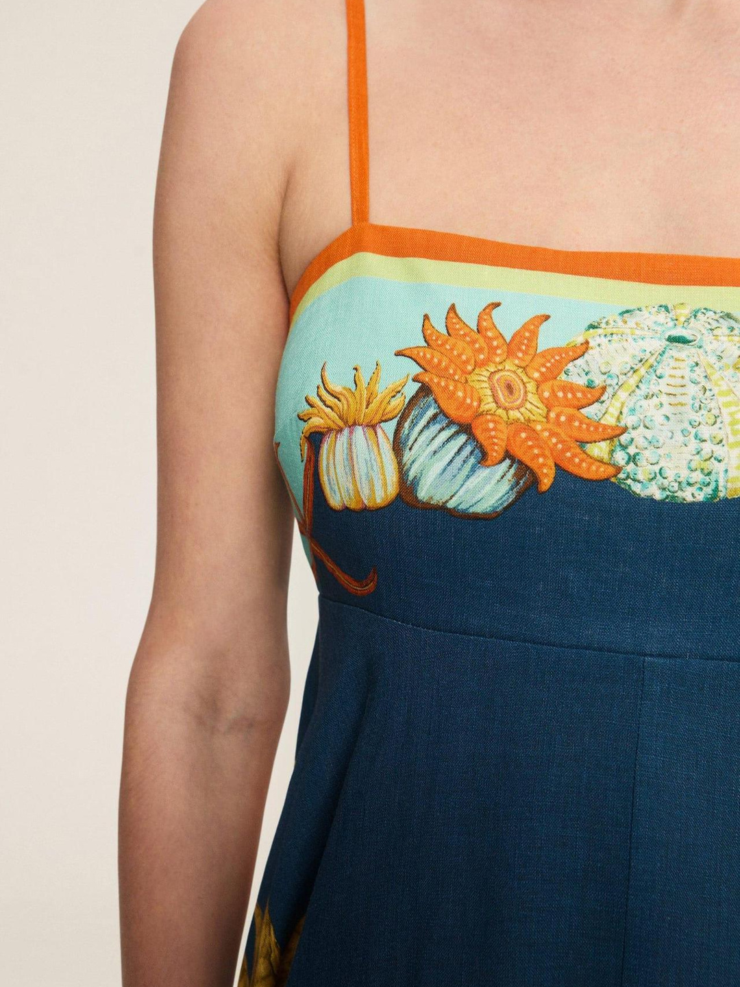 Maxi A-Line Strappy Dress with Graphic Print