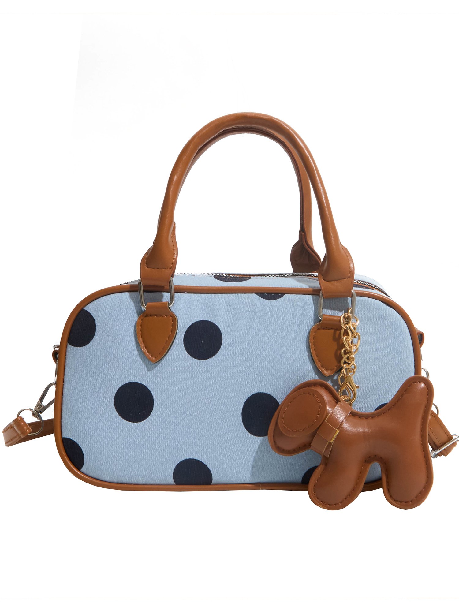 Light Blue Handbag with Zip Closure