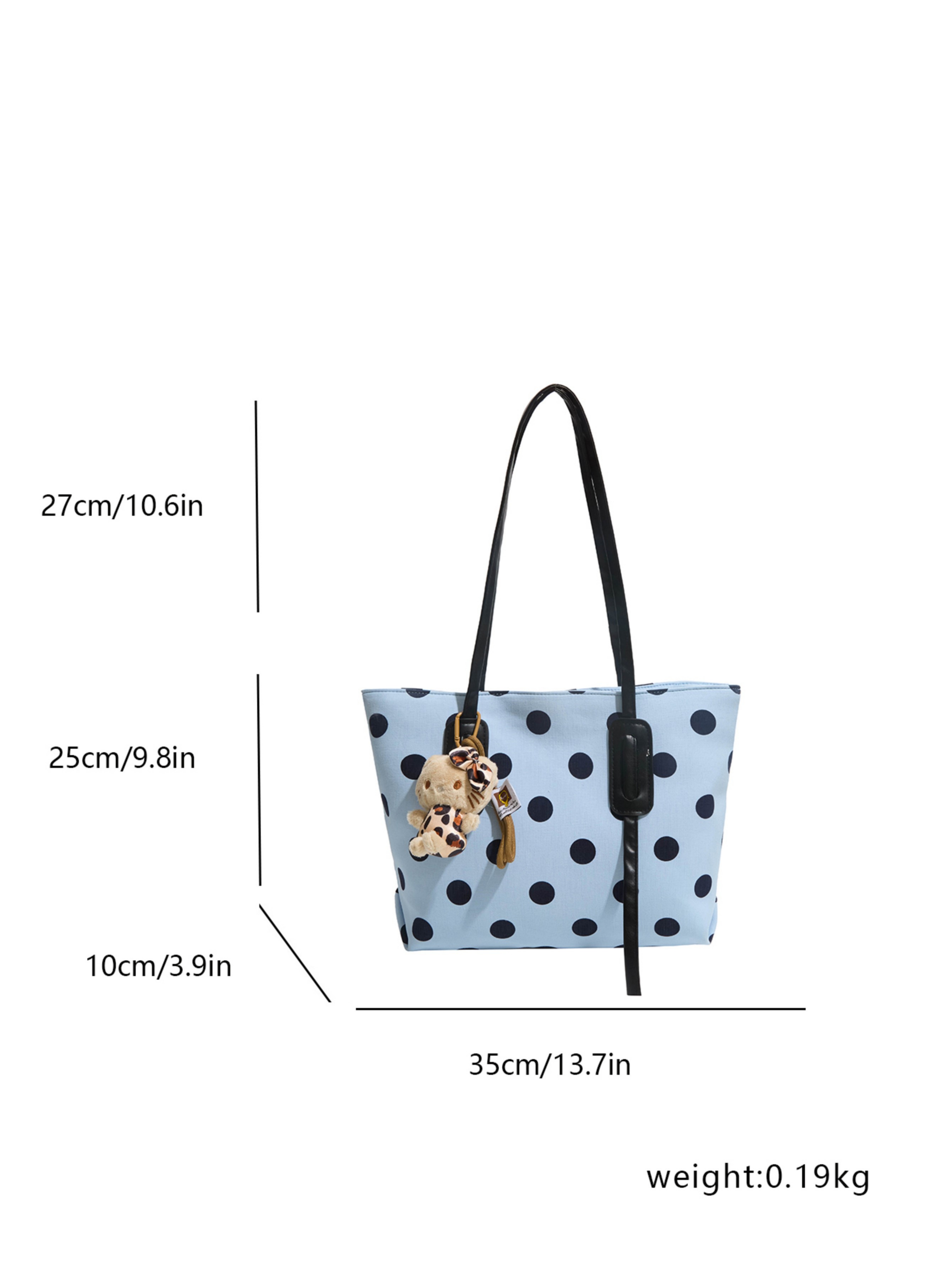 Light Blue Shoulder Bag with Zip Closure