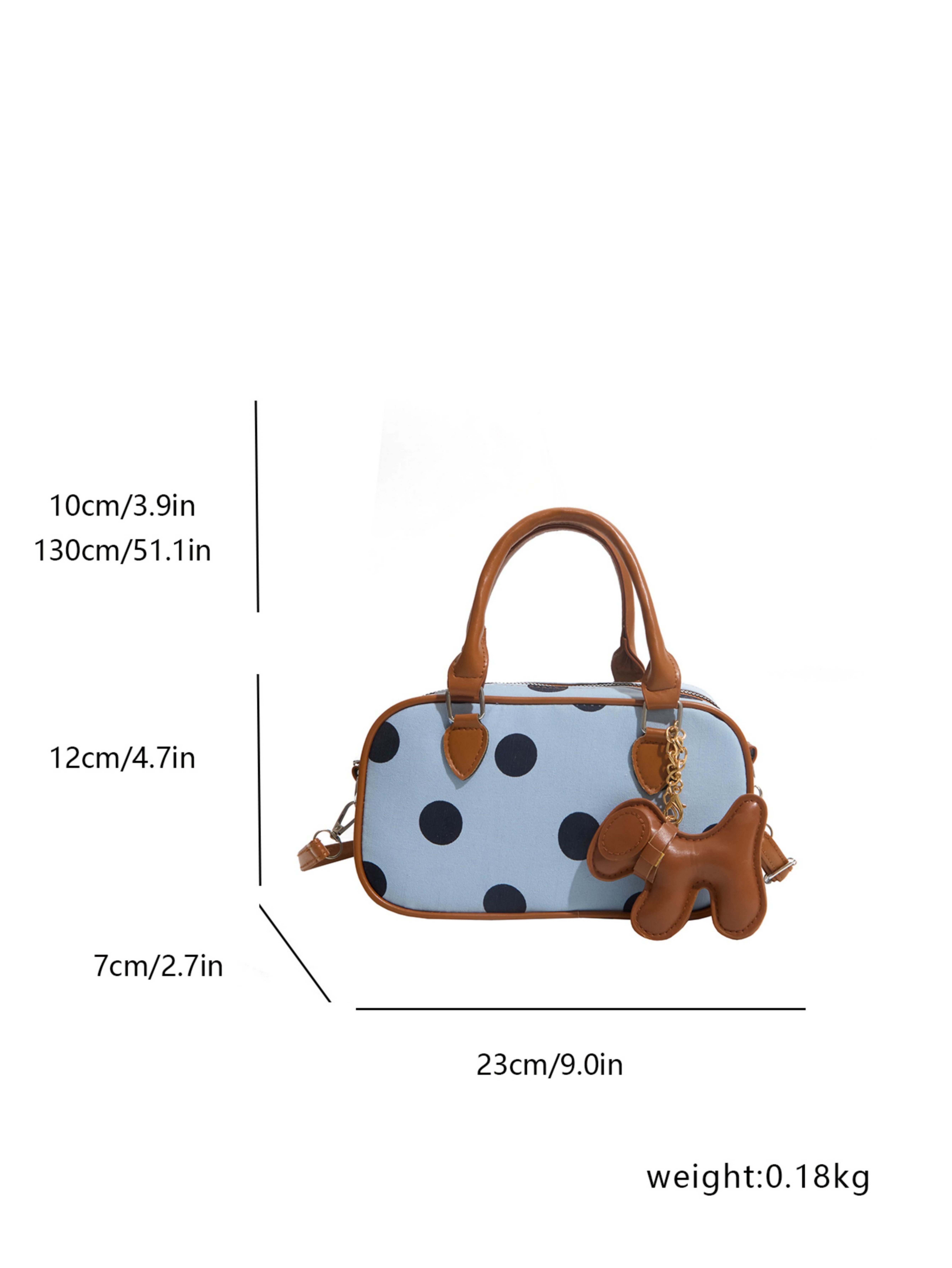 حقيبة كتف بإغلاق بسحاب زرقاء فاتحة