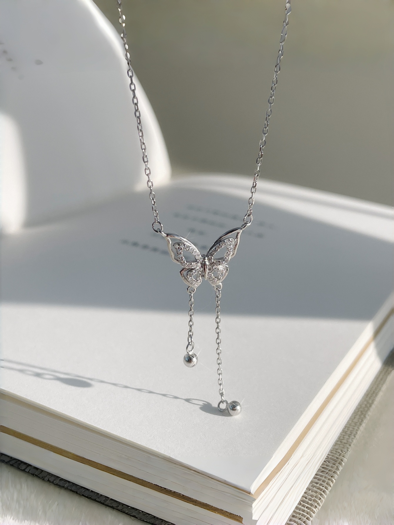 Silver Butterfly Pendant Necklace