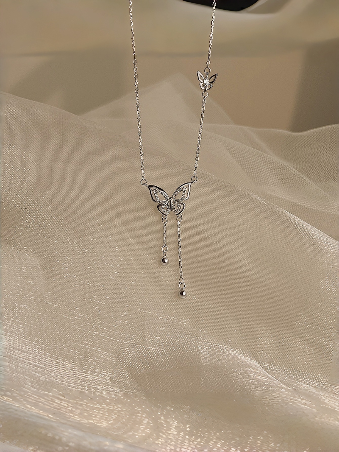 Silver Butterfly Pendant Necklace