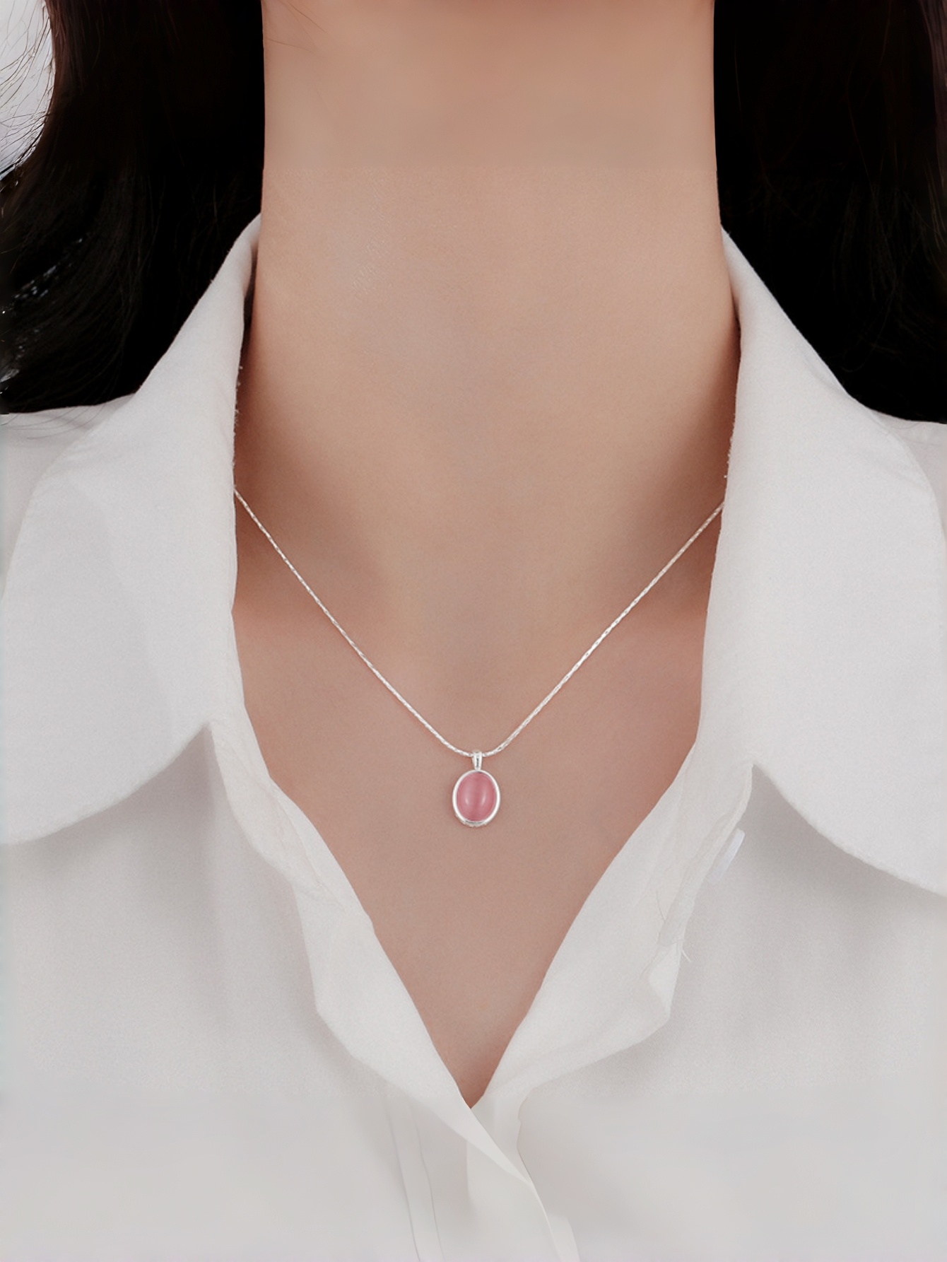 Silver Gemstone Pendant Necklace