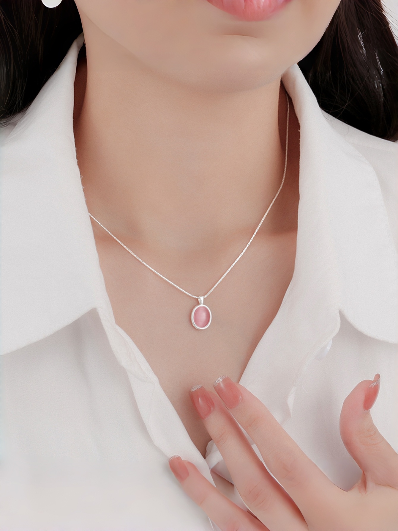 Silver Gemstone Pendant Necklace